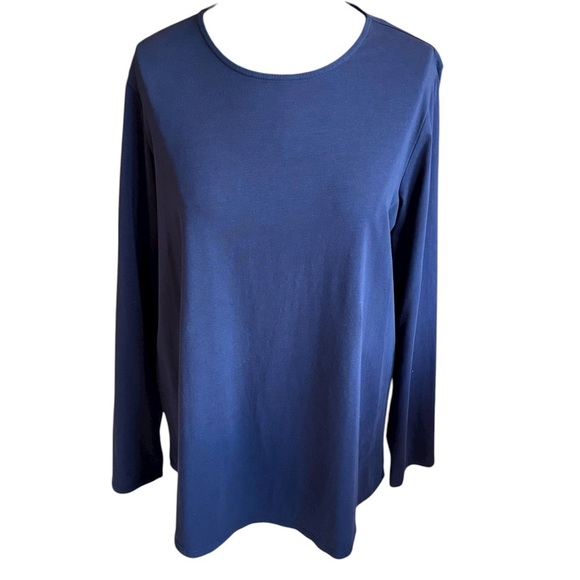 Pure Jill Tops - Pure Jill Women's Tee Long Sleeve Navy Shirttail Top Crewneck Oversized Size M